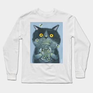 Kitty Catching Fireflies Long Sleeve T-Shirt